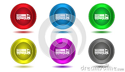 Set of icons in color,illustration,truck Cartoon Illustration