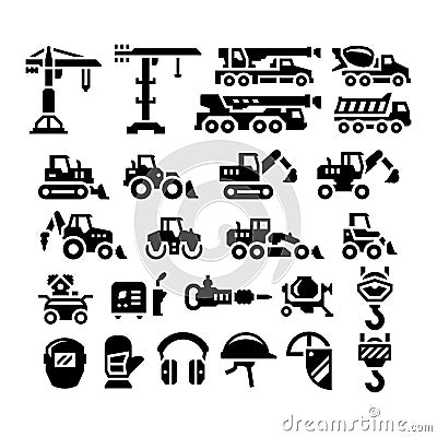 Set icons of construction equipment Vector Illustration