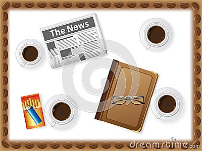Set of icons of cups with coffee Cartoon Illustration