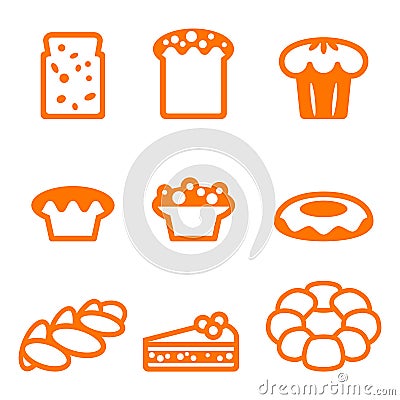 Set of icons depicting desserts realistic style illustration Vector Illustration