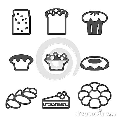 Set of icons depicting desserts realistic style illustration Vector Illustration