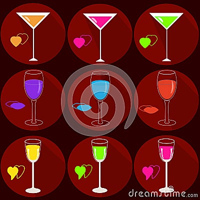 Set of icons with drinks Vector Illustration