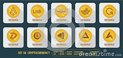 Set of icons exchange cryptocurrency Stock Photo