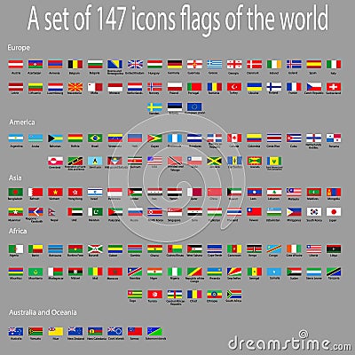A set of icons with flags of countries around the world. Vector Illustration