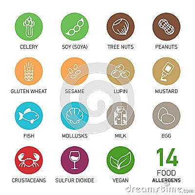 Set of food allergens Stock Photo