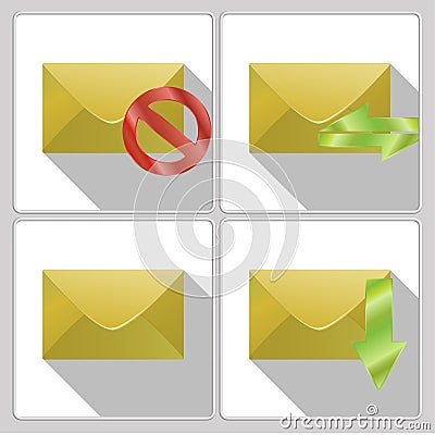 Set of icons four envelopes Vector Illustration