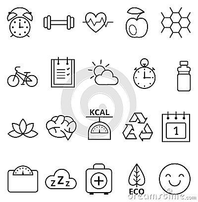 Set of icons healthy ecological lifestyle Vector Illustration