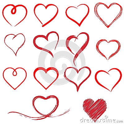 Set icons Hearts Ink Brush. Heart Symbol. heart icon. shaped logo.Drawing Heart Stock Photo