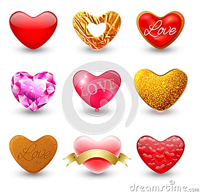 Set of icons hearts Vector Illustration