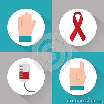 Set of icons hemophilia blood campaing Vector Illustration
