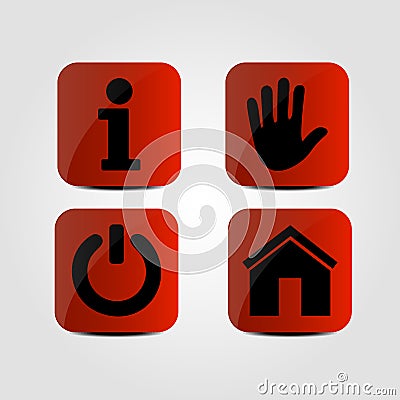 Set of icons - Info, Hand, Power and Home icons Vector Illustration