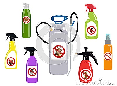 Set of icons insect sprayers. Anti Bug. Vector illustration Vector Illustration