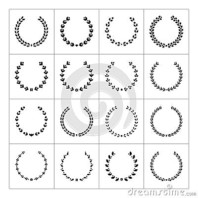 Set icons of laurel wreath and modern frames Vector Illustration