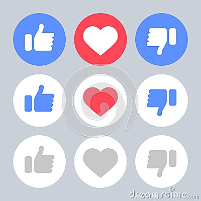 Set Icons Like Do Not Like Heart Vector Illustration