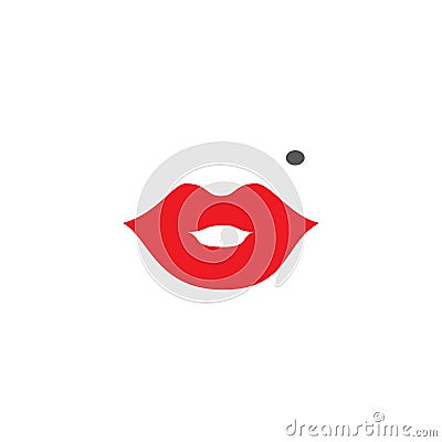 Female lips and birthmark above Stock Photo