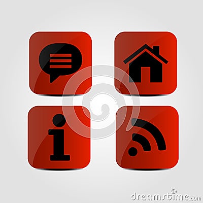 Set of icons - Message, Info, Home and Wifi icons Vector Illustration