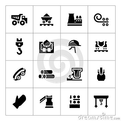 Set icons of metallurgy Vector Illustration