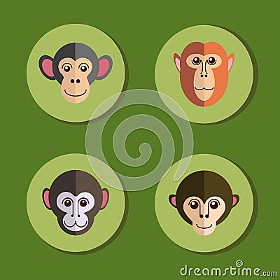 Set of icons with monkeys Stock Photo