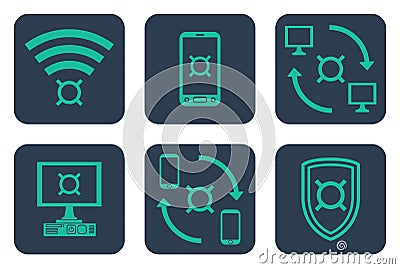 Set of icons about online payments with currency symbols Vector Illustration