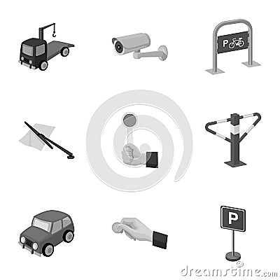 A set of icons for parking cars and bicycles. Fines and elements of parking.Parking zone icon in set collection on Vector Illustration