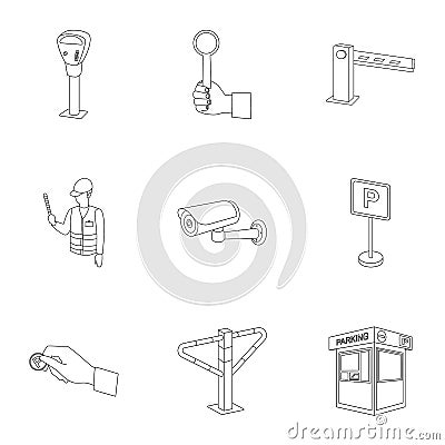A set of icons for parking cars and bicycles. Fines and elements of parking.Parking zone icon in set collection on Vector Illustration
