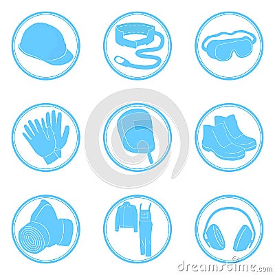 Set of icons personal protective equipment Vector Illustration