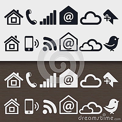 Set 5 icon communication design sign card vc social media network Vector Illustration