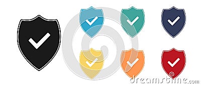 Set of icons. Shield with check mark, mark. Web design Stock Photo