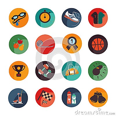 Set icons of the sport and health. Stock Photo