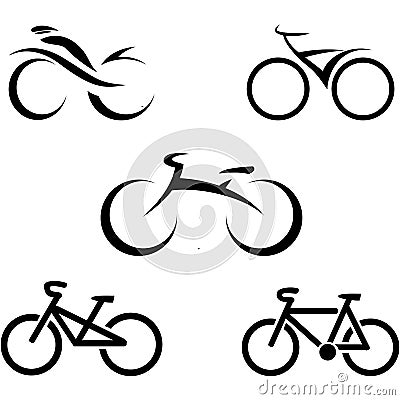 Set of icons with stylized bikes Vector Illustration