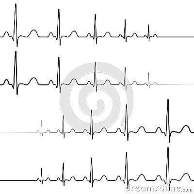 Set icons symbol death resurrection, vector, symbol heartbeat attenuation and resuming of the heart beats Vector Illustration