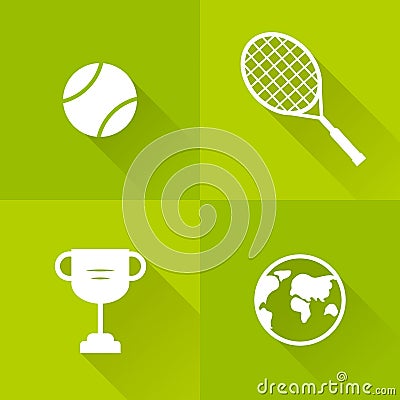 Set of icons for tennis. Flat style. Vector illustration Vector Illustration