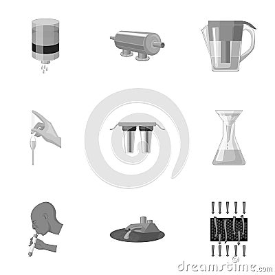 Set of icons on the theme of water. Water is the most important in the world. water filtration icon in set collection on Vector Illustration