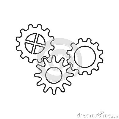 Set of icons of three cog wheels / gears Vector Illustration