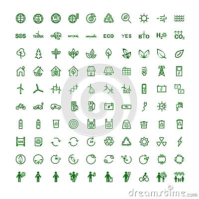 Set icons on topic ecology Stock Photo