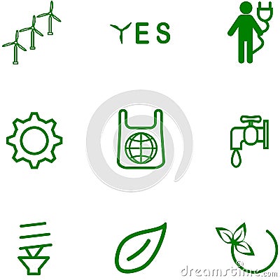 A set of icons on a topic of ecology . Vector Illustration