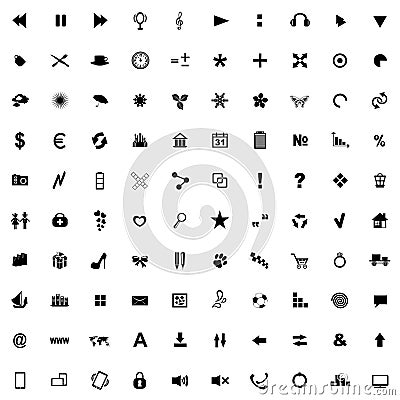 Set of icons for use in Internet Vector Illustration