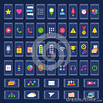 Set of icons for user interface mobile devices and web applications. Vector Illustration