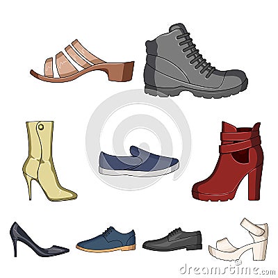 A set of icons on a variety of shoes Vector Illustration