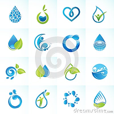 Set of icons for water and nature Vector Illustration