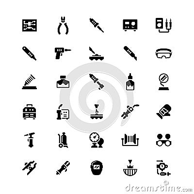 Set icons of welding and soldering Vector Illustration