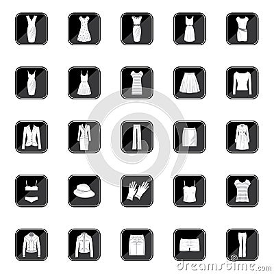 Set of icons with women clothing Vector Illustration