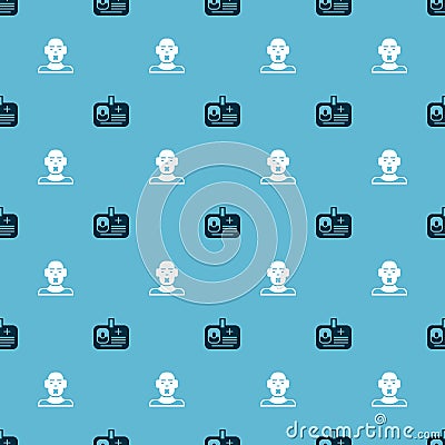 Set Identification badge and Head of deaf and dumb on seamless pattern. Vector Vector Illustration