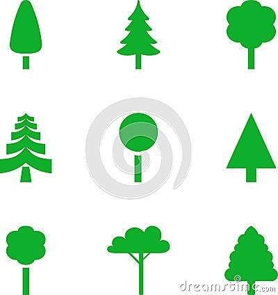 Set of illustrated trees Vector Illustration