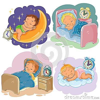 Set illustration babies sleep Cartoon Illustration