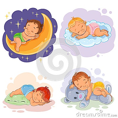 Set illustration babies sleep Vector Illustration