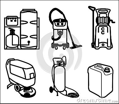 Set illustration of cleaning equipment Vector Illustration