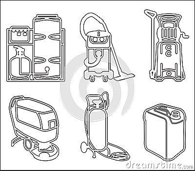 Set illustration of cleaning equipment Vector Illustration