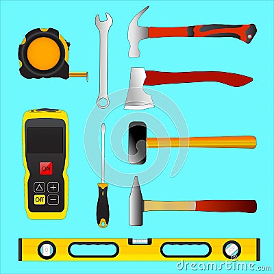 Set of illustration construction tools Vector Illustration