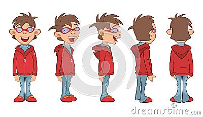 Set of Illustration a Cute Boy for a Computer Game Cartoon Character Vector Illustration